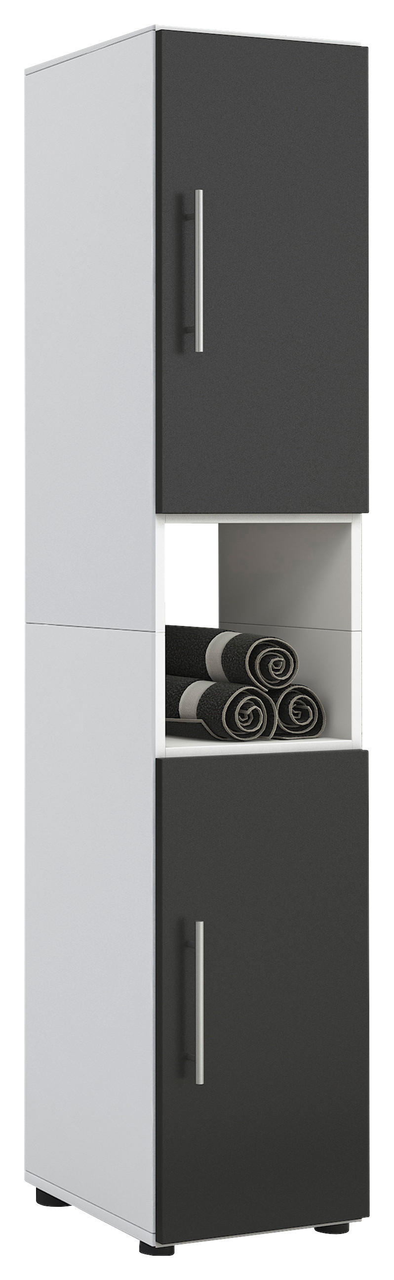 HOCHSCHRANK Schwarz - Silberfarben/Schwarz, KONVENTIONELL, Holzwerkstoff/Kunststoff (31/150/32cm) - MID.YOU