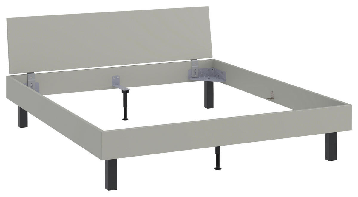 BETT 180/200 cm,  in Hellgrau  - Hellgrau/Schwarz, Design, Metall (180/200cm) - Xora