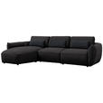 ECKSOFA  in Chenille Schwarz  190/340 cm  - Schwarz, Design, Kunststoff/Textil (190/340cm) - Belluti