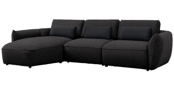 ECKSOFA  in Chenille Schwarz  190/340 cm  - Schwarz, Design, Kunststoff/Textil (190/340cm) - Belluti