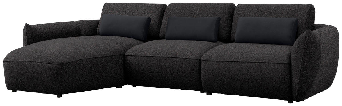 ECKSOFA  in Chenille Schwarz  190/340 cm  - Schwarz, Design, Kunststoff/Textil (190/340cm) - Belluti