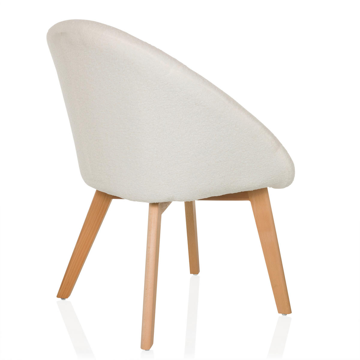 ARMLEHNSTUHL  in Bouclé  - Buchefarben/Weiß, MODERN, Holz/Textil (68/85/62cm) - MID.YOU