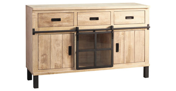 BUFFET 145/180/42 cm  in  - Graubraun/Schwarz, LIFESTYLE, Glas/Holz (145/180/42cm) - Landscape