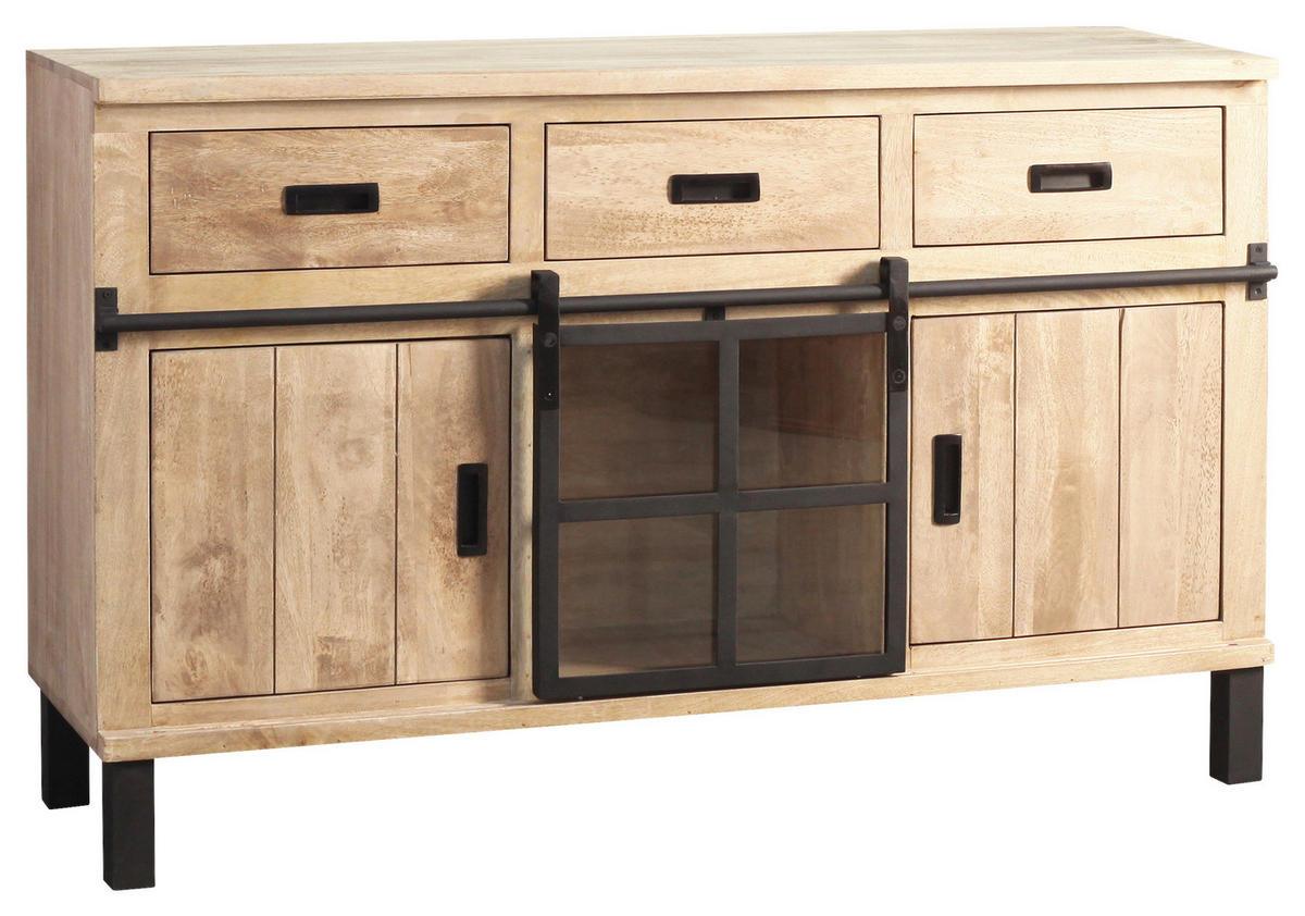 BUFFET 145/180/42 cm  in  - Graubraun/Schwarz, LIFESTYLE, Glas/Holz (145/180/42cm) - Landscape