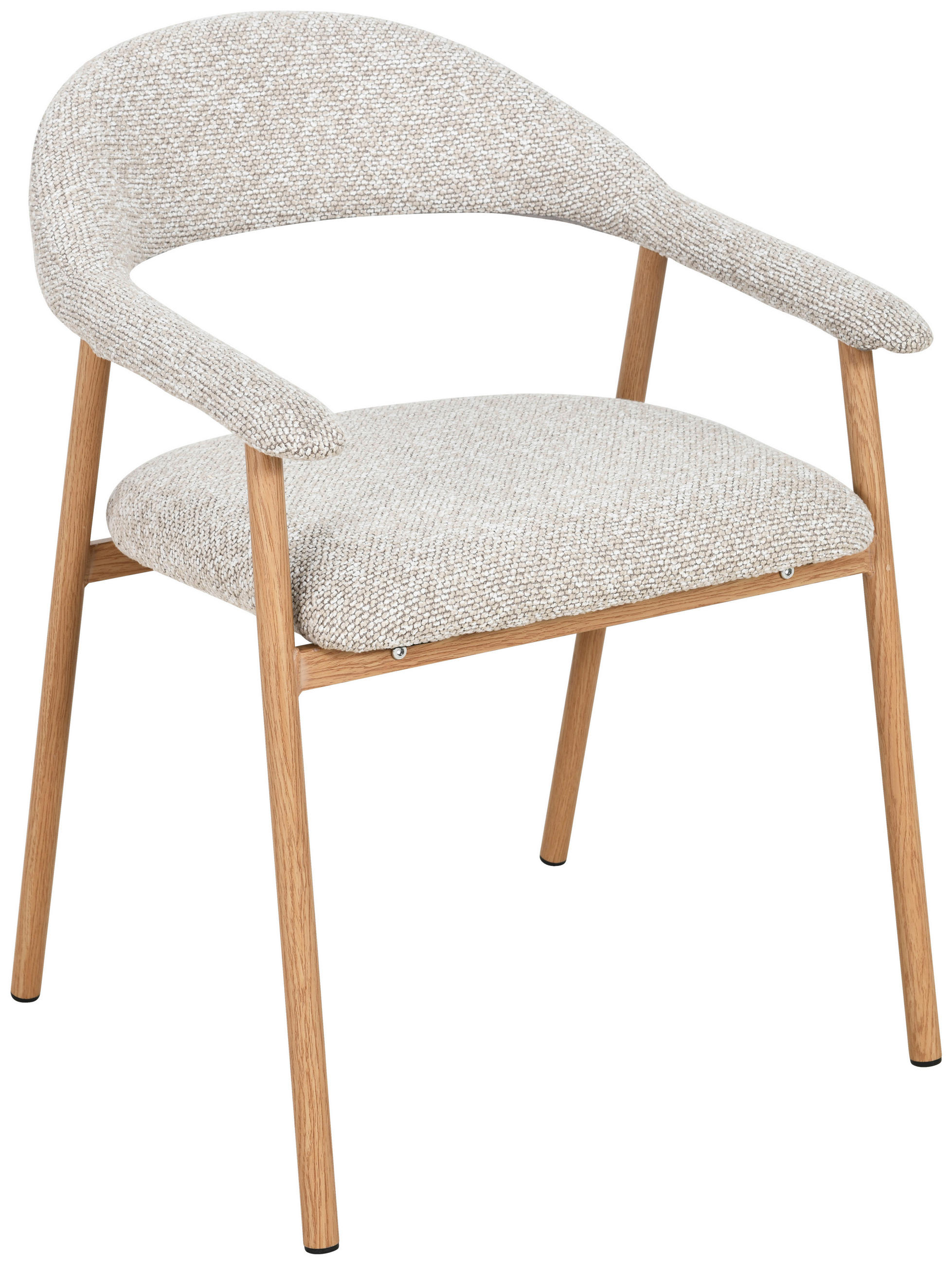 ARMLEHNSTUHL   Bouclé  - Eichefarben/Beige, Basics, Holz/Textil (59/75/62cm) - Livetastic