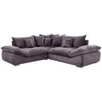 ECKSOFA in Velours Dunkelgrau  247/247 cm  - Chromfarben/Dunkelgrau, KONVENTIONELL, Kunststoff/Textil (247/247cm) - Carryhome