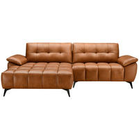 ECKSOFA Cognac Echtleder Lederlook  - Cognac/Schwarz, Design, Leder/Textil (266/86/120cm) - MID.YOU