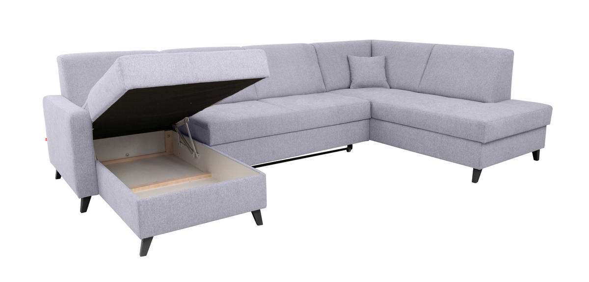 ROHOVÁ SEDAČKA, drevo, textil, sivá - sivá/jadrový buk, Modern, drevo/textil (161/299/187cm) - Cantus