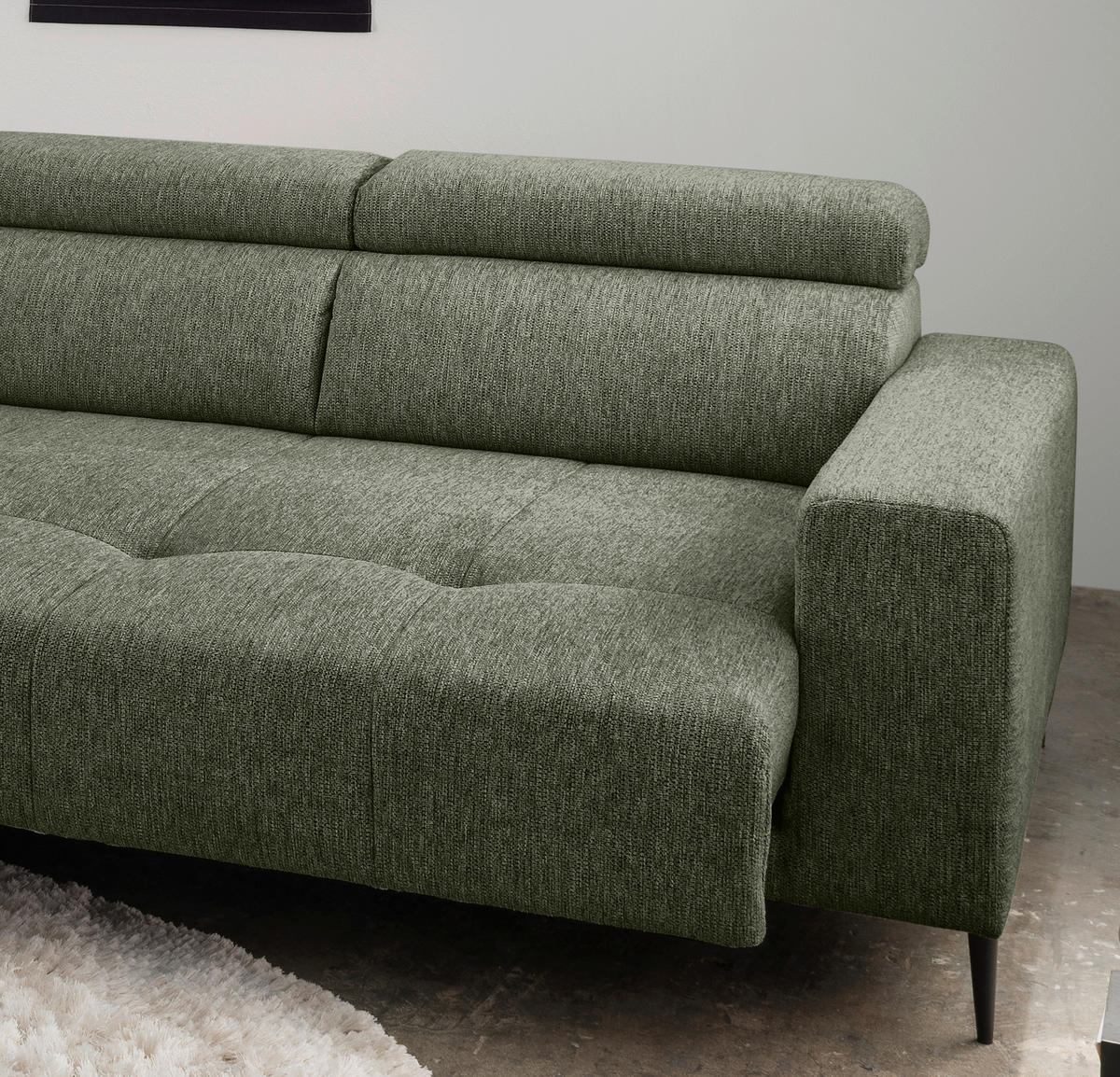 ECKSOFA Dunkelgrün Chenille  - Dunkelgrün/Schwarz, KONVENTIONELL, Textil/Metall (188/276cm) - Livetastic