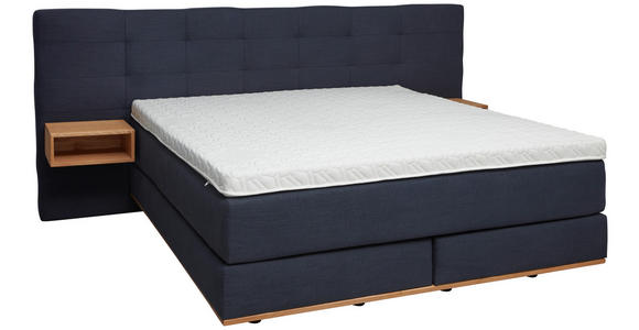 BOXSPRINGBETT 180/200 cm in Dunkelblau - Eichefarben/Dunkelblau, KONVENTIONELL, Holz/Textil (180/200cm) - Dieter Knoll