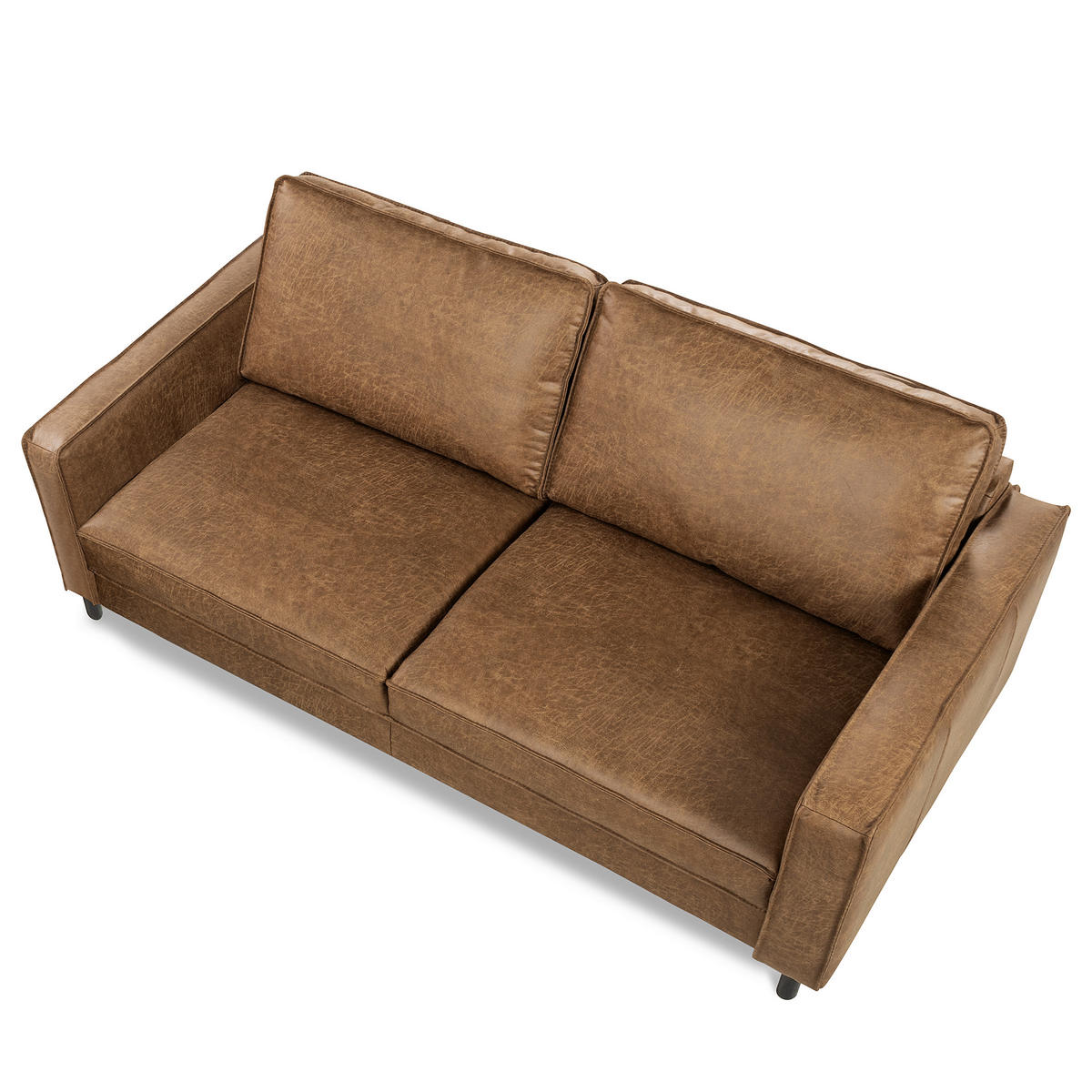 3-SITZER-SOFA Echtleder Lederlook Braun  - Schwarz/Braun, Design, Leder/Textil (188/85/92cm) - Livetastic