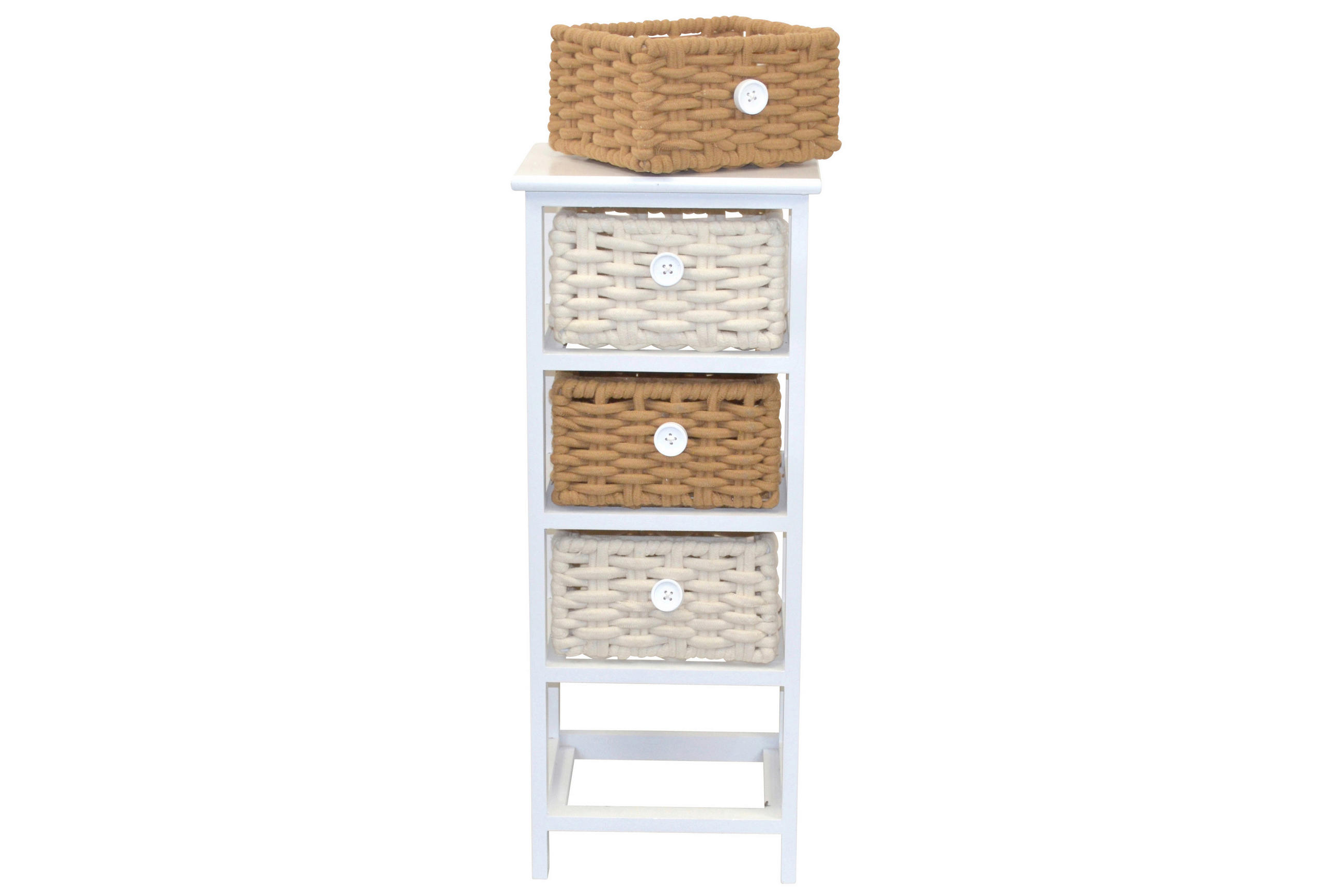 KOMMODE  in  - Creme/Braun, Design, Holz/Textil (25/30/74cm) - MID.YOU