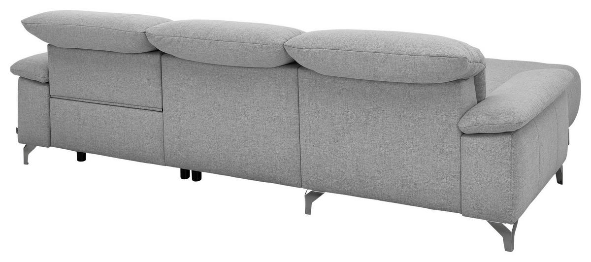 ECKSOFA Hellgrau Flachgewebe Rücken echt  - Chromfarben/Hellgrau, Design, Textil/Metall (180/280cm) - Musterring