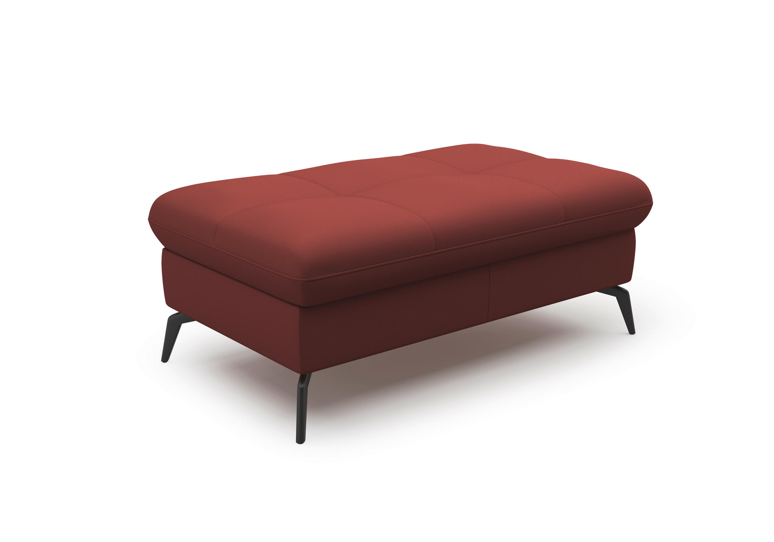 HOCKER Echtleder Rotbraun  - Rotbraun/Schwarz, KONVENTIONELL, Leder/Metall (102/47/69cm) - Sit & More