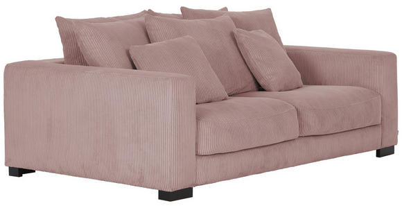 2,5-SITZER in Cord Rosa  - Schwarz/Rosa, KONVENTIONELL, Holz/Textil (203/83/126cm) - Hom`in