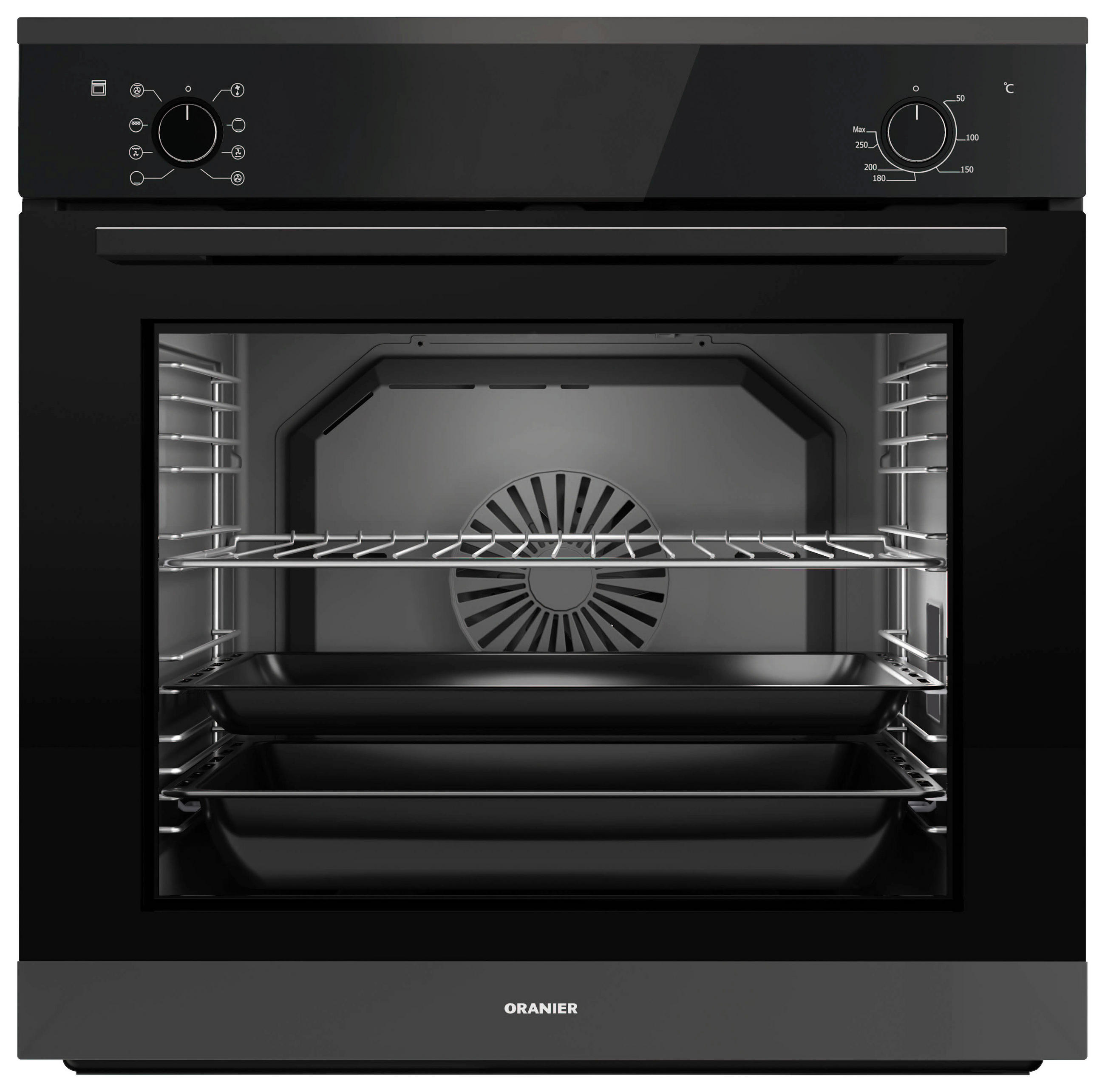 EINBAUBACKOFEN EBS320  - Schwarz, Basics, Glas/Metall (59,6/59,5/56,9cm) - Oranier