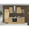 KÜCHENBLOCK 280 cm   in Buchefarben  - Edelstahlfarben/Beige, MODERN, Glas/Holzwerkstoff (280cm) - FlexWell