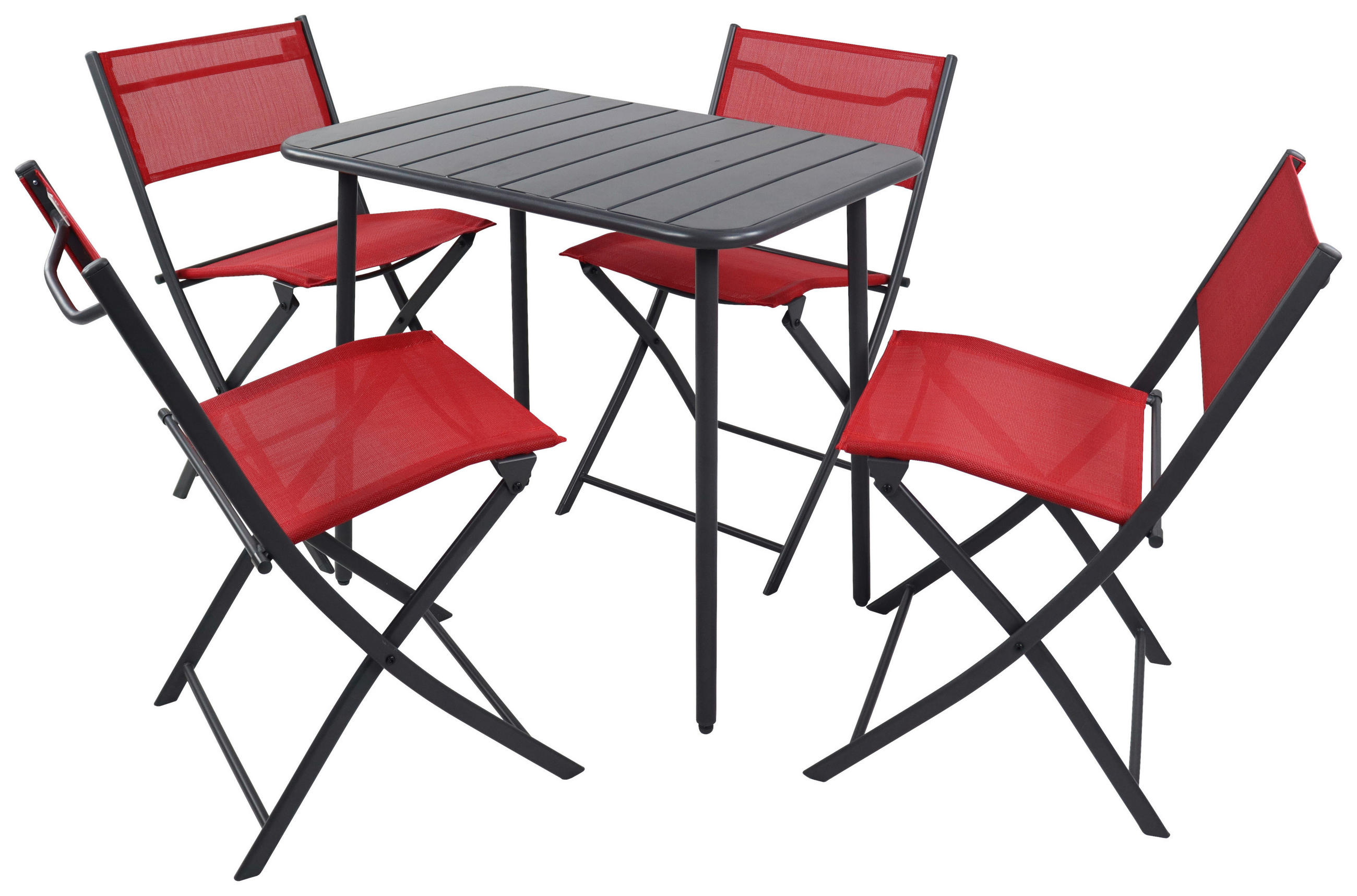 GARTENTISCHGRUPPE  - Rot/Schwarz, MODERN, Kunststoff/Textil - Ambia Garden