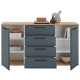SIDEBOARD Tizio 151/82,5/46 cm 4 Schublade(n)  - Blau/Eichefarben, Design, Holzwerkstoff/Metall (151/82,5/46cm) - Dieter Knoll