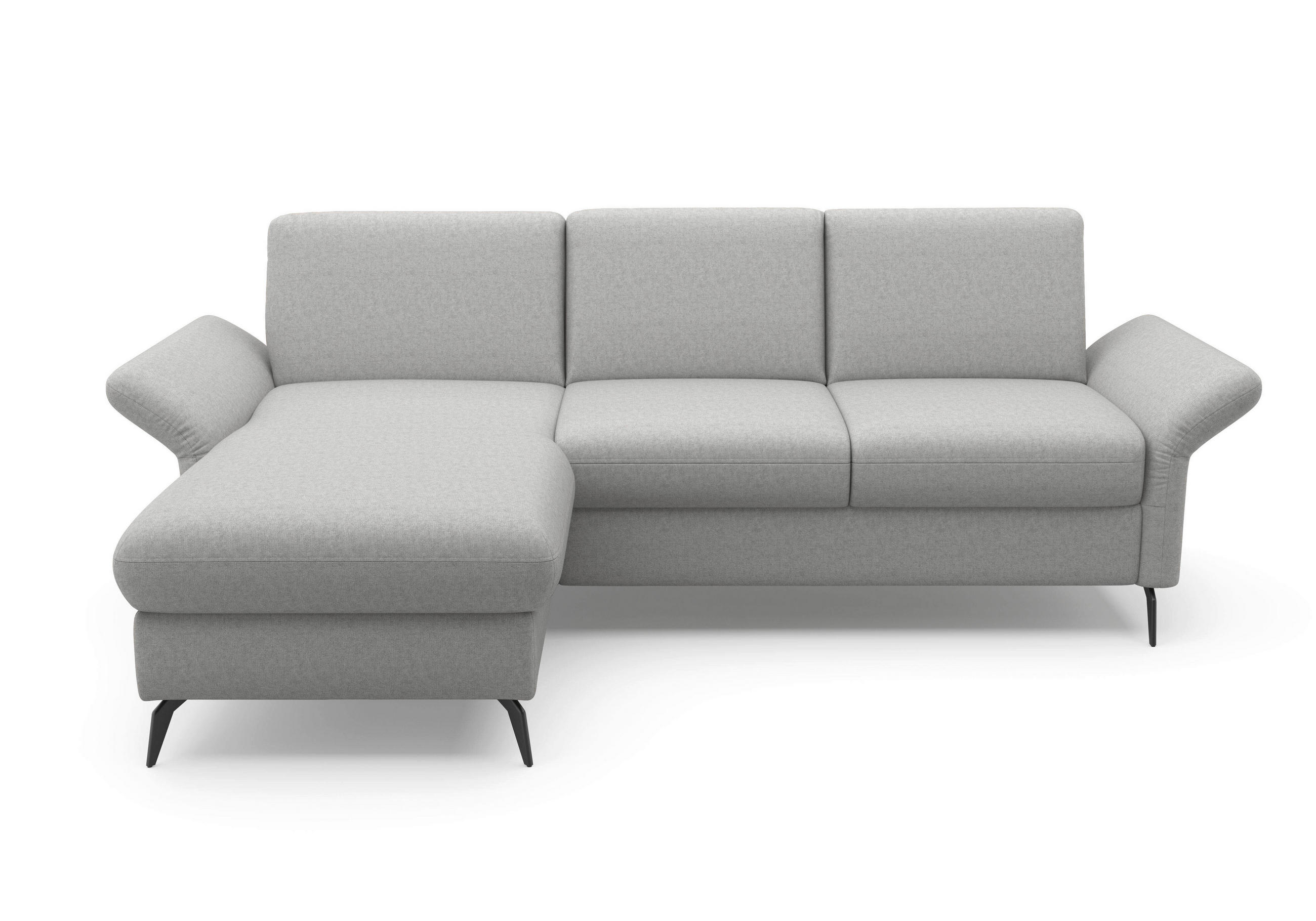 ECKSOFA ROCHELLE E Hellgrau Flachgewebe  - Hellgrau/Schwarz, KONVENTIONELL, Textil/Metall (164/251cm) - Sit & More