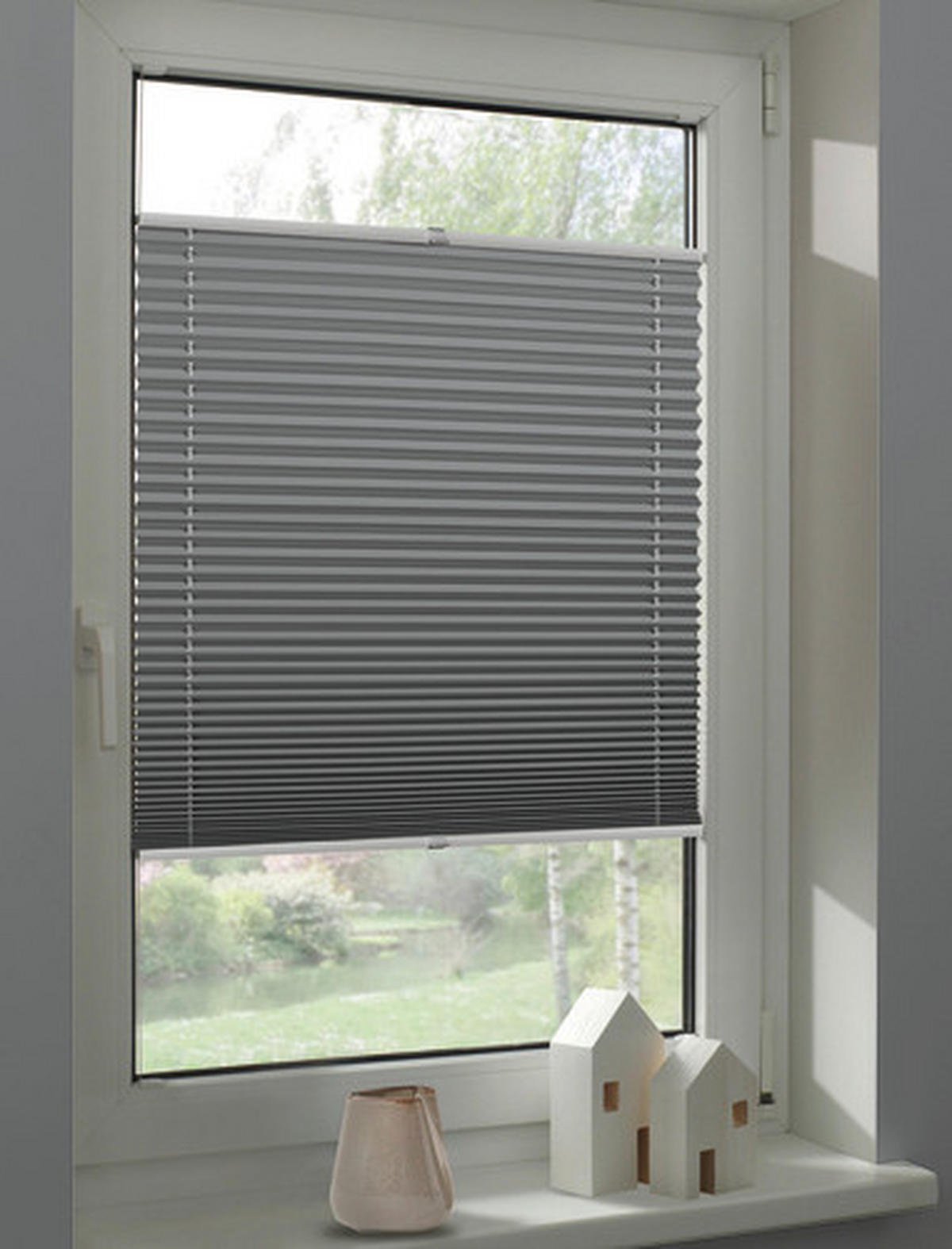 PLISSEE  - Grau, Basics, Textil (70/130cm) - Gardinia