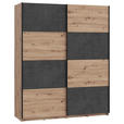 SCHWEBETÜRENSCHRANK  in Dunkelgrau, Eiche Artisan  - Dunkelgrau/Schwarz, Design, Holzwerkstoff/Metall (170/210/61cm) - Carryhome