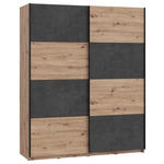 SCHWEBETÜRENSCHRANK  in Dunkelgrau, Eiche Artisan  - Dunkelgrau/Schwarz, Design, Holzwerkstoff/Metall (170/210/61cm) - Carryhome