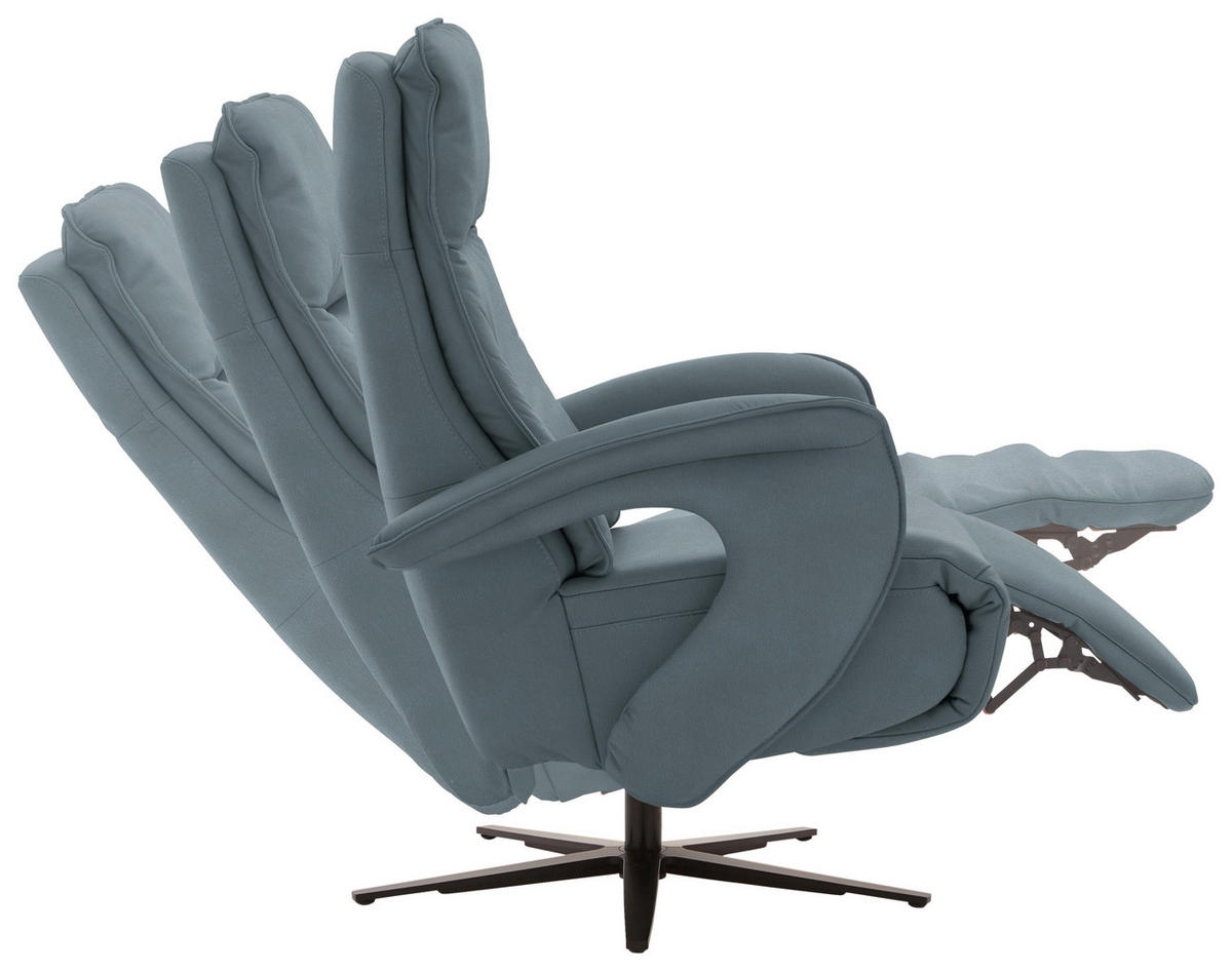 RELAXSESSEL in Leder Blaugrau  - Blaugrau/Schwarz, Design, Leder/Metall (77/110/87cm) - Valdera