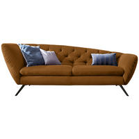 CHESTERFIELD-SOFA in Mikrofaser Gelb, Orange  - Gelb/Schwarz, Design, Textil/Metall (223/84/90cm) - Pure Home Lifestyle
