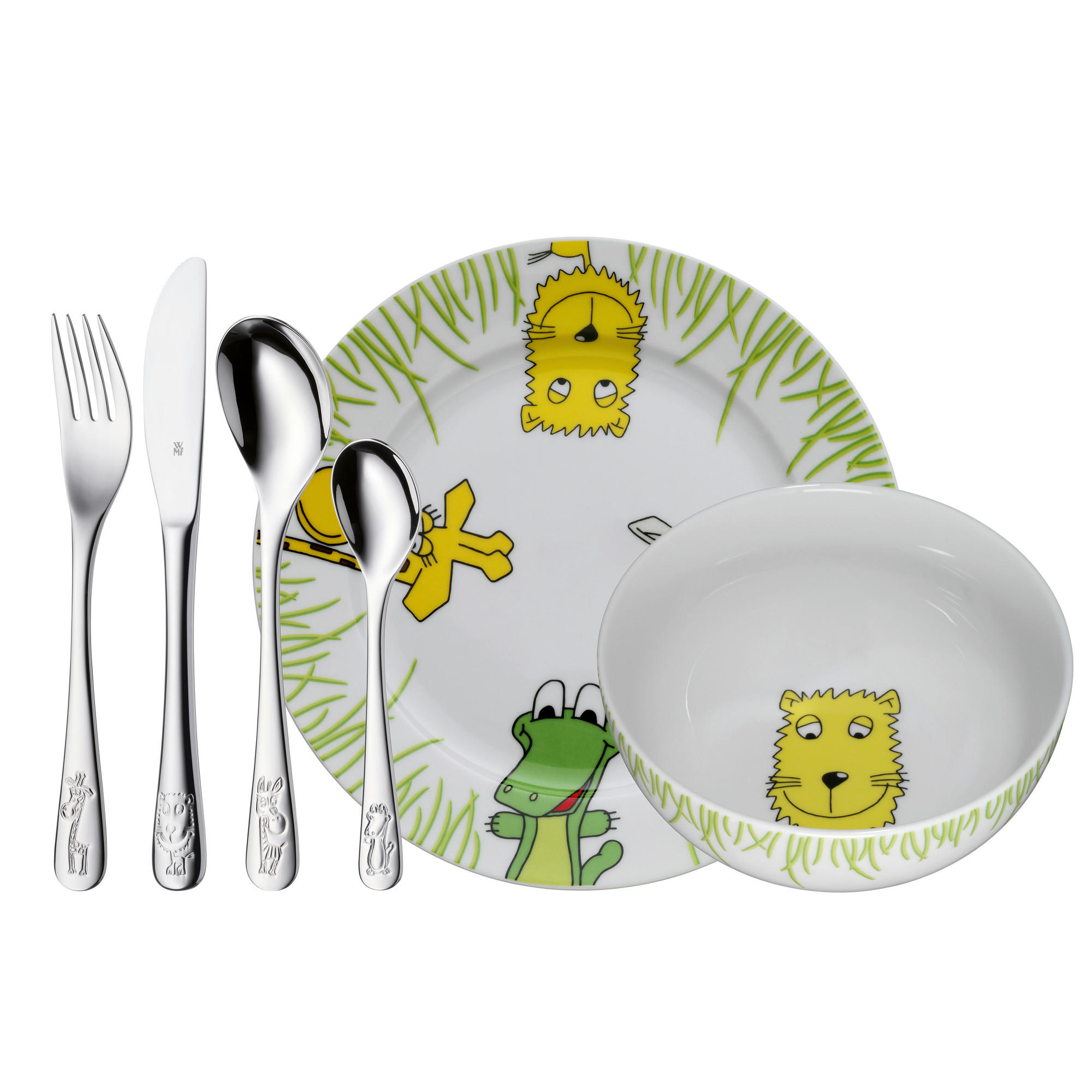 KINDERGESCHIRRSET Safari Porzellan 6-teilig  - Multicolor, Basics, Keramik/Metall (40/25/10cm) - WMF