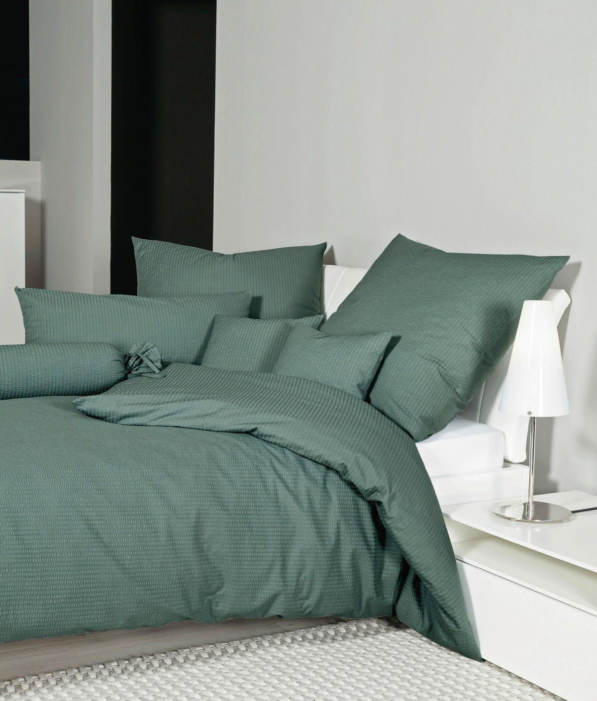 BETTWÄSCHE Seersucker 155/220 cm  - Salbeigrün, Basics, Textil (155/220cm) - Janine