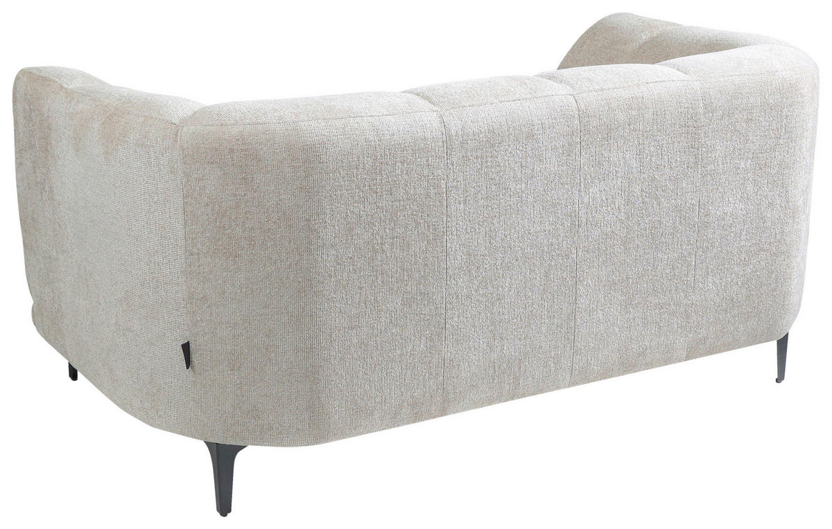 2-SITZER-SOFA in Flachgewebe Creme  - Creme/Schwarz, Design, Textil/Metall (166/77/106cm) - MID.YOU