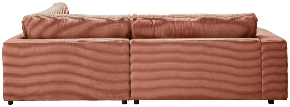 ECKSOFA Rostfarben Cord  - Rostfarben/Schwarz, Design, Kunststoff/Textil (265/224cm) - Hom`in