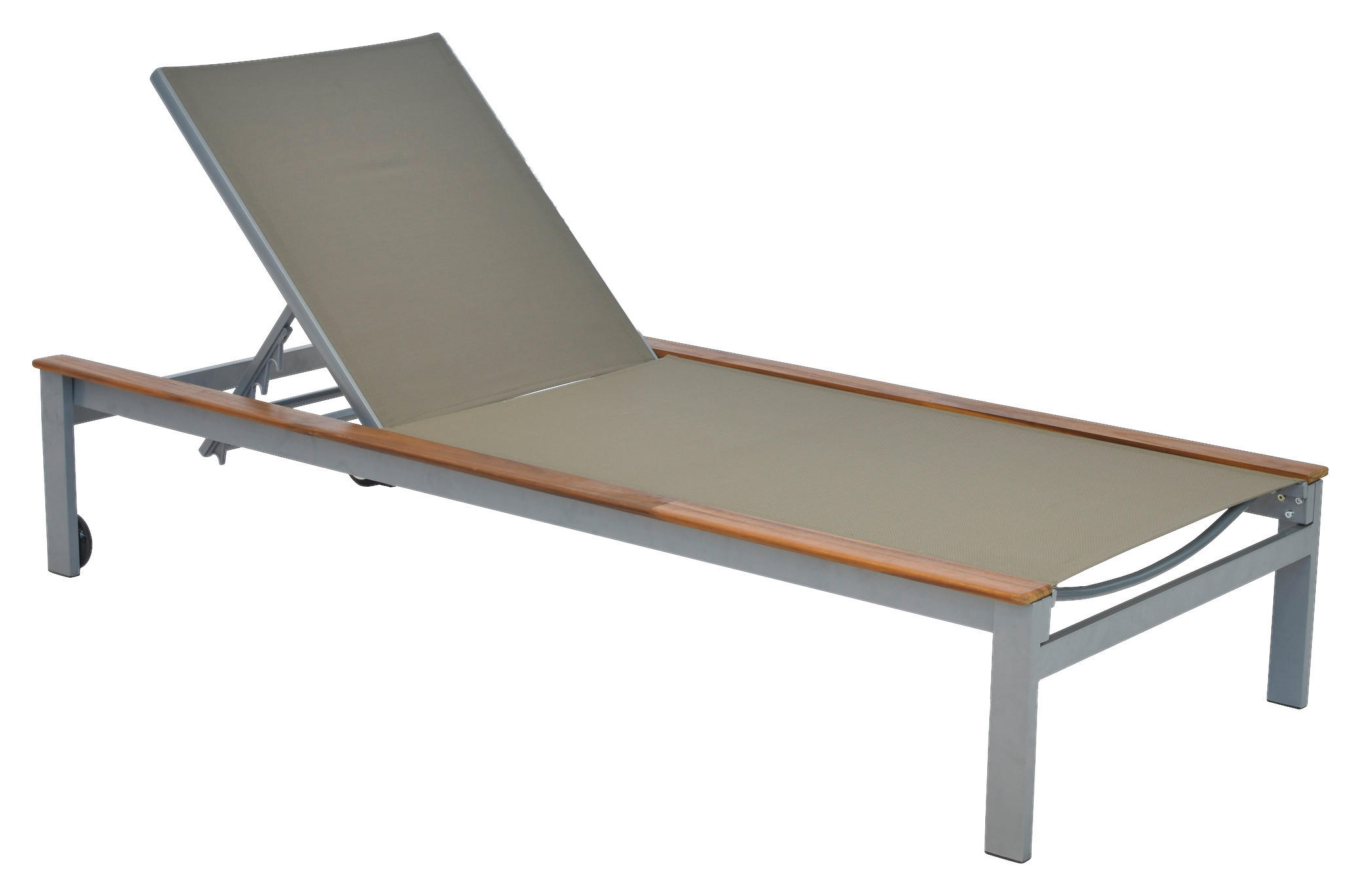GARTENLIEGE 198/103/84 cm Akazie  - Beige/Silberfarben, MODERN, Holz/Metall (198/103/84cm) - Gardenson