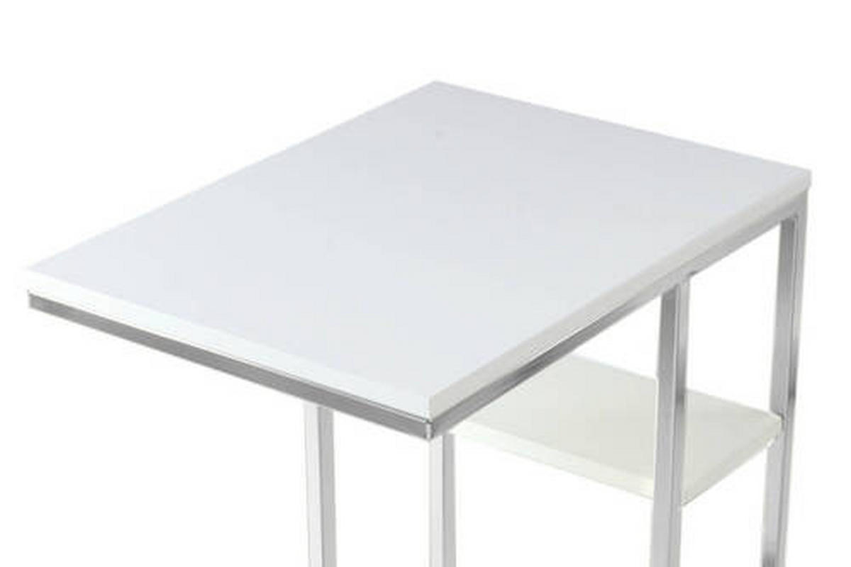 PRÍRUČNÝ STOLÍK, strieborná, biela - biela/strieborná, Design, kov (48/35/62cm)