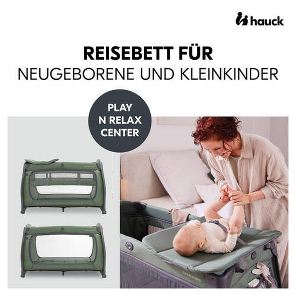 REISEBETT Play N Relax Center Dunkelgrün  - Dunkelgrün, Basics, Kunststoff/Textil (79/78/129cm) - Hauck