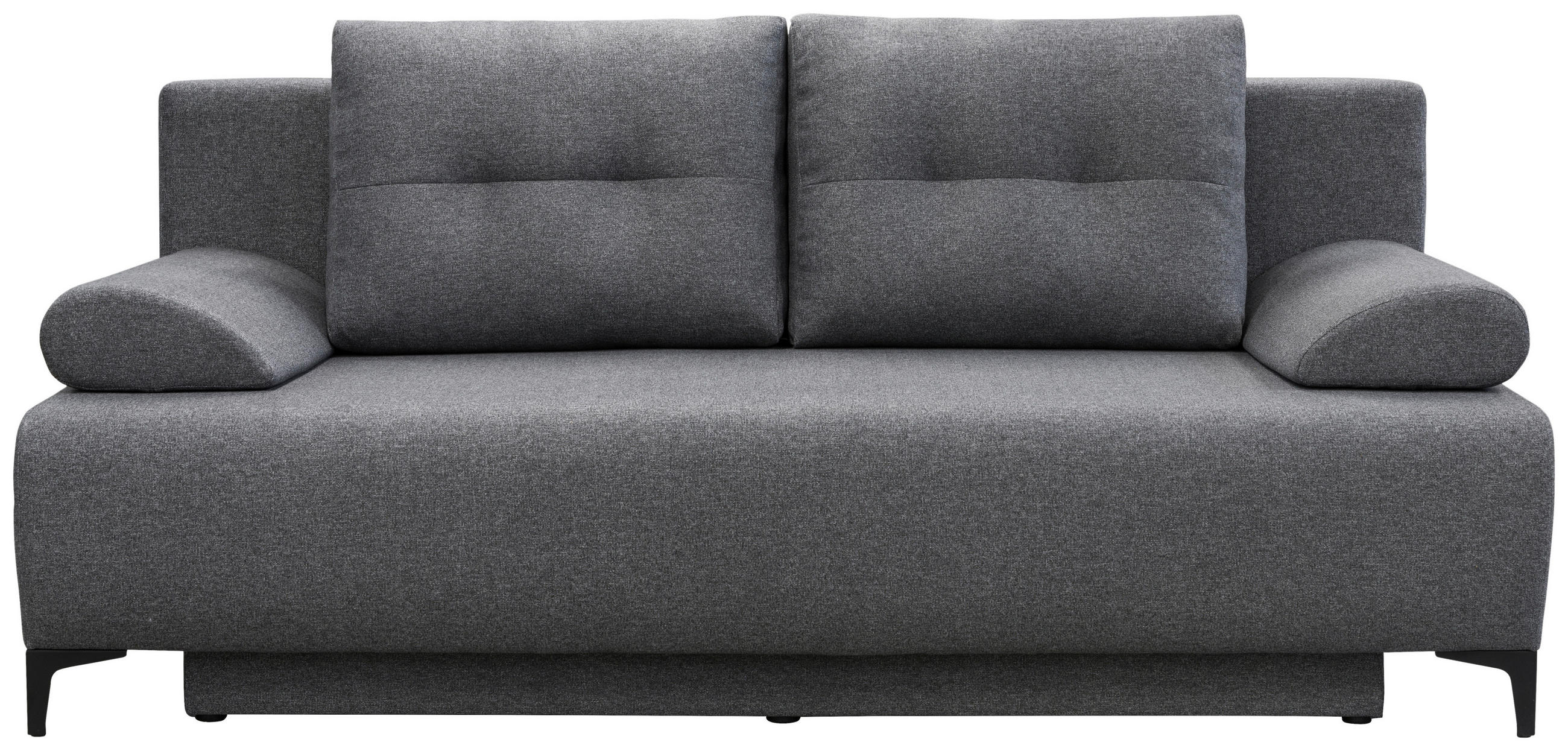 BOXSPRINGSOFA Mikrofaser Dunkelgrau  inkl. Rückenkissen, Armlehnenkissen, Bettkasten, Schlaffunktion  - Dunkelgrau/Schwarz, MODERN, Textil/Metall (201/100/105cm) - P & B