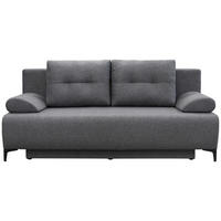 BOXSPRINGSOFA Mikrofaser Dunkelgrau  inkl. Rückenkissen, Armlehnenkissen, Bettkasten, Schlaffunktion  - Dunkelgrau/Schwarz, MODERN, Textil/Metall (201/100/105cm) - P & B