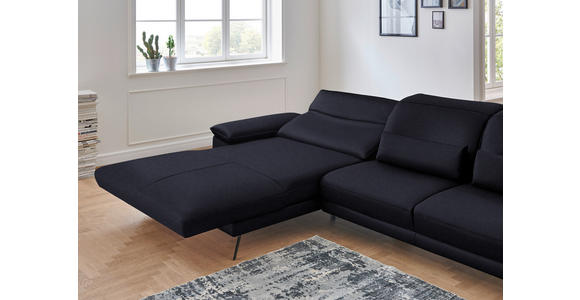 ECKSOFA in Echtleder Schwarz  - Schwarz, Design, Leder/Metall (193/328cm) - Dieter Knoll