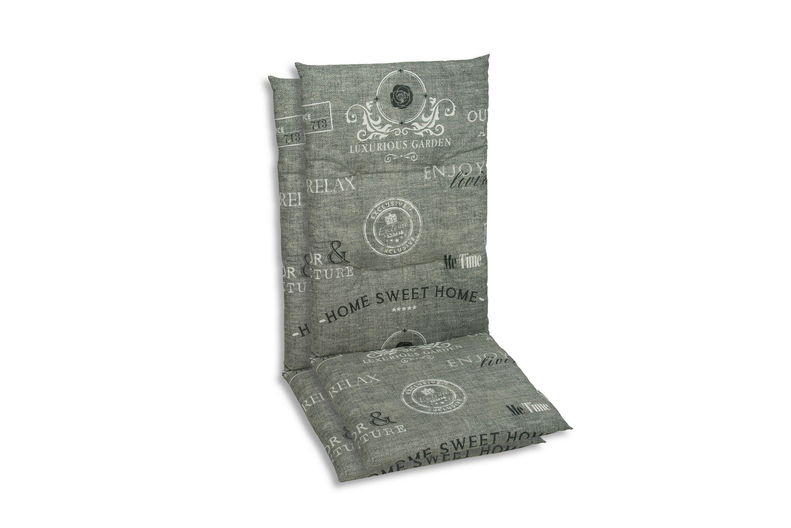 SESSELAUFLAGENSET Stempel  - Hellgrau/Weiß, KONVENTIONELL, Textil (48/5/108cm)