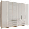 DREHTÜRENSCHRANK  in Champagner, Eiche Bianco  - Schieferfarben/Eiche Bianco, KONVENTIONELL, Glas/Holzwerkstoff (300/216/58cm) - Dieter Knoll