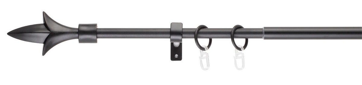 VORHANGSTANGENSET  130 cm  - Schwarz, Basics, Metall (130cm)