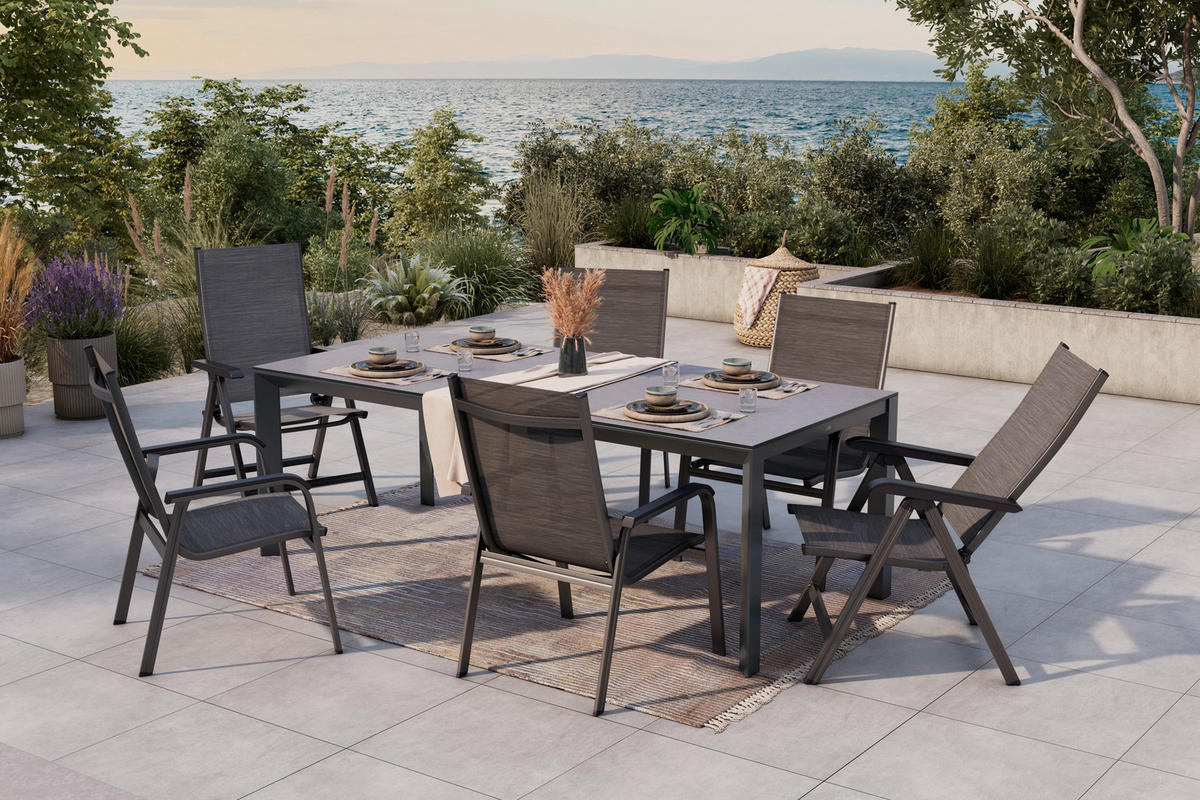 GARTENTISCH 220/100/75 cm Metall, Kunststoff rechteckig  - Anthrazit/Grau, Design, Kunststoff/Metall (220/100/75cm) - Amatio