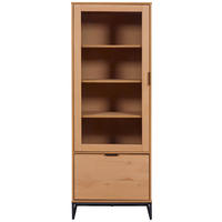 VITRINE in massiv Kiefer Eichefarben  - Eichefarben/Schwarz, Design, Holz/Metall (70/190/45cm) - Livetastic