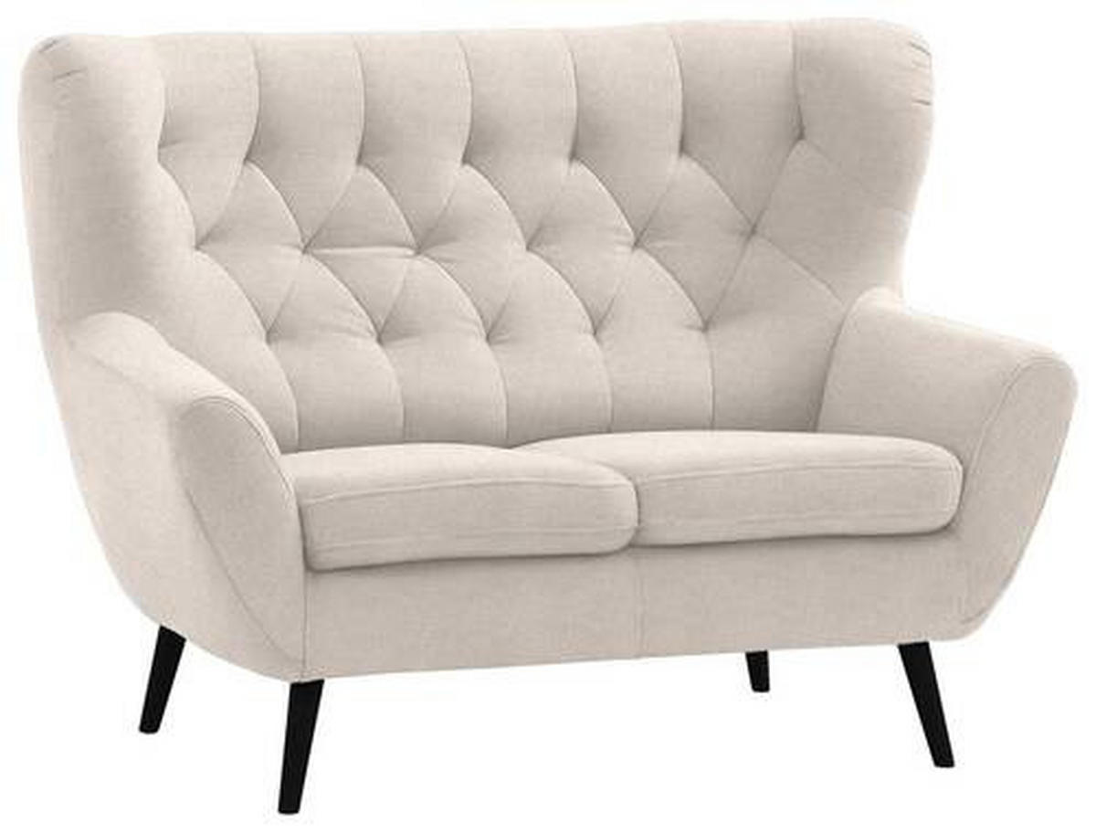 2-SITZER-SOFA in Mikrofaser Beige  - Beige/Schwarz, Design, Holz/Textil (137/101/95cm) - Stylife