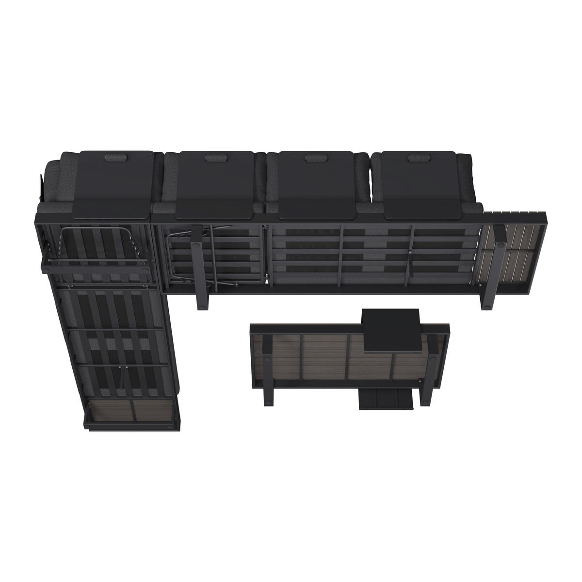 LOUNGEGARNITUR 4-teilig  245/329 cm  Aluminium  - Dunkelgrau/Anthrazit, MODERN, Kunststoff/Textil (245/329cm) - Ambia Garden