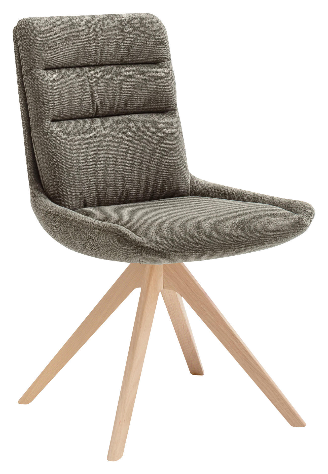 STUHL  Beinauswahl, Sitzfläche 360° drehbar, Gestellauswahl, Stoff-/Lederauswahl Mikrofaser  - Eichefarben/Grau, KONVENTIONELL, Holz/Textil (61/90/64cm) - Venjakob