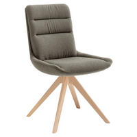 STUHL  Beinauswahl, Sitzfläche 360° drehbar, Gestellauswahl, Stoff-/Lederauswahl Mikrofaser  - Eichefarben/Grau, KONVENTIONELL, Holz/Textil (61/90/64cm) - Venjakob