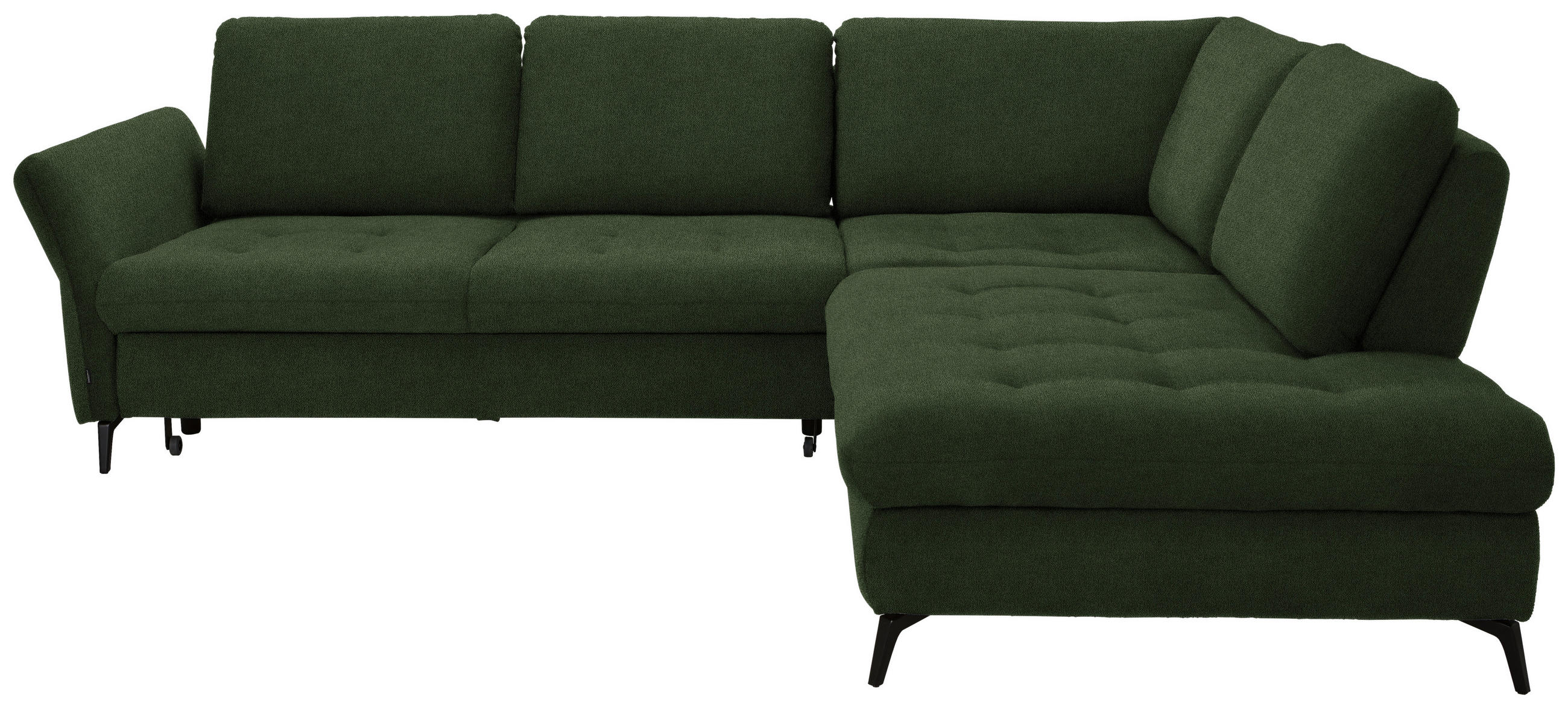 ECKSOFA Olivgrün Flachgewebe  - Schwarz/Olivgrün, Natur, Textil/Metall (288/233cm) - Valnatura