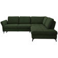 ECKSOFA in Flachgewebe Olivgrün  - Schwarz/Olivgrün, Natur, Textil/Metall (288/233cm) - Valnatura